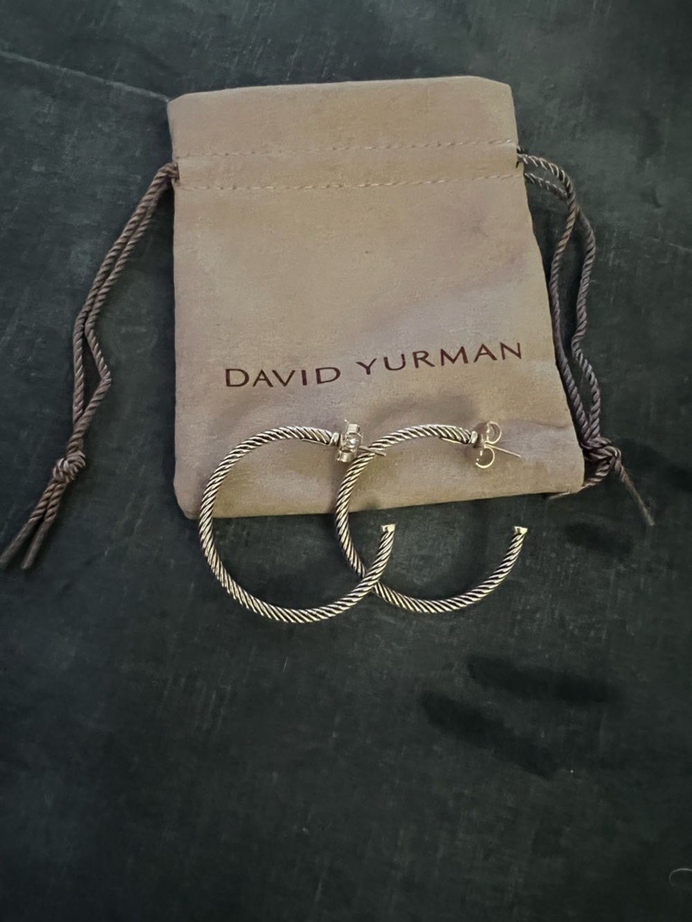 David Yurman Sterling Cable Hoop Earrings in Silver 1.5 inches AUTHENTIC - Picture 6 of 8